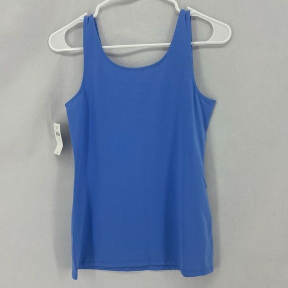 NWT J. Jill Women’s Small Blue Lotus Scoop Neck Sleeveless Tank Top Cotton - Picture 3 of 8
